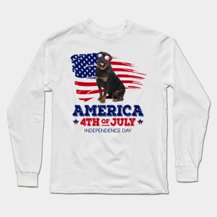 Rottweiler Flag USA - America 4th Of July Independence Day Long Sleeve T-Shirt